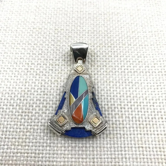 Sincerely Southwest Sterling Silver 925 Mosaic Pendant - Picture 9 of 11